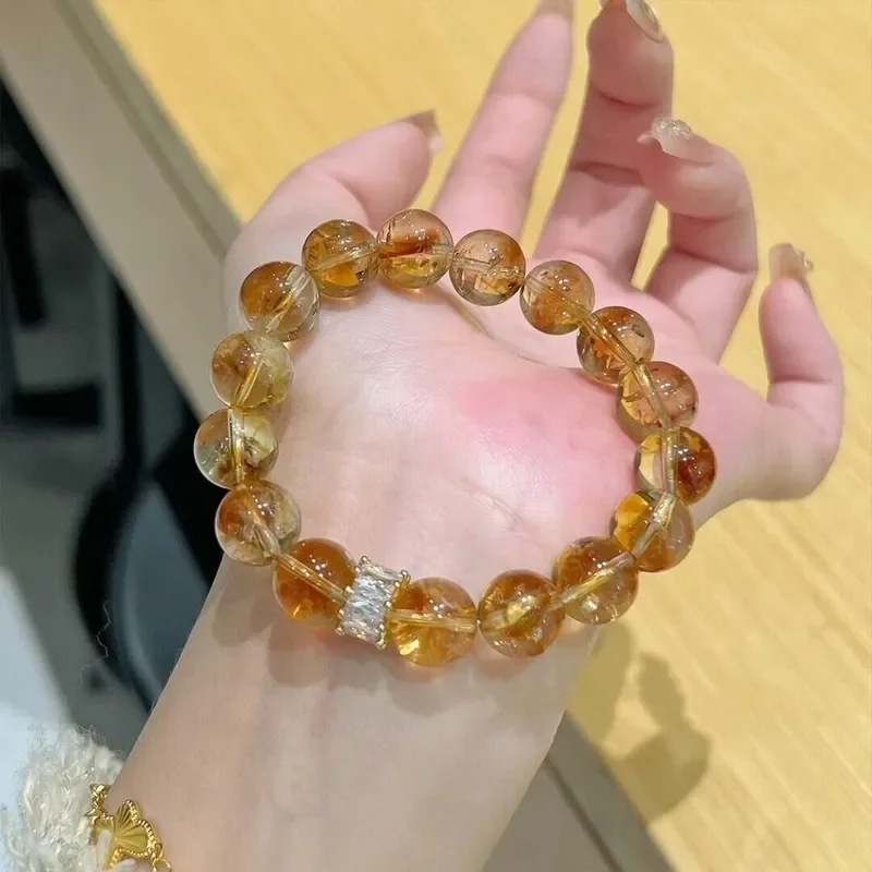 [Violent Wealth] Natural Citrine Huangta Crystal Huangasai Crystal Bracelet for Girlfriend and Girlfriend Gifts