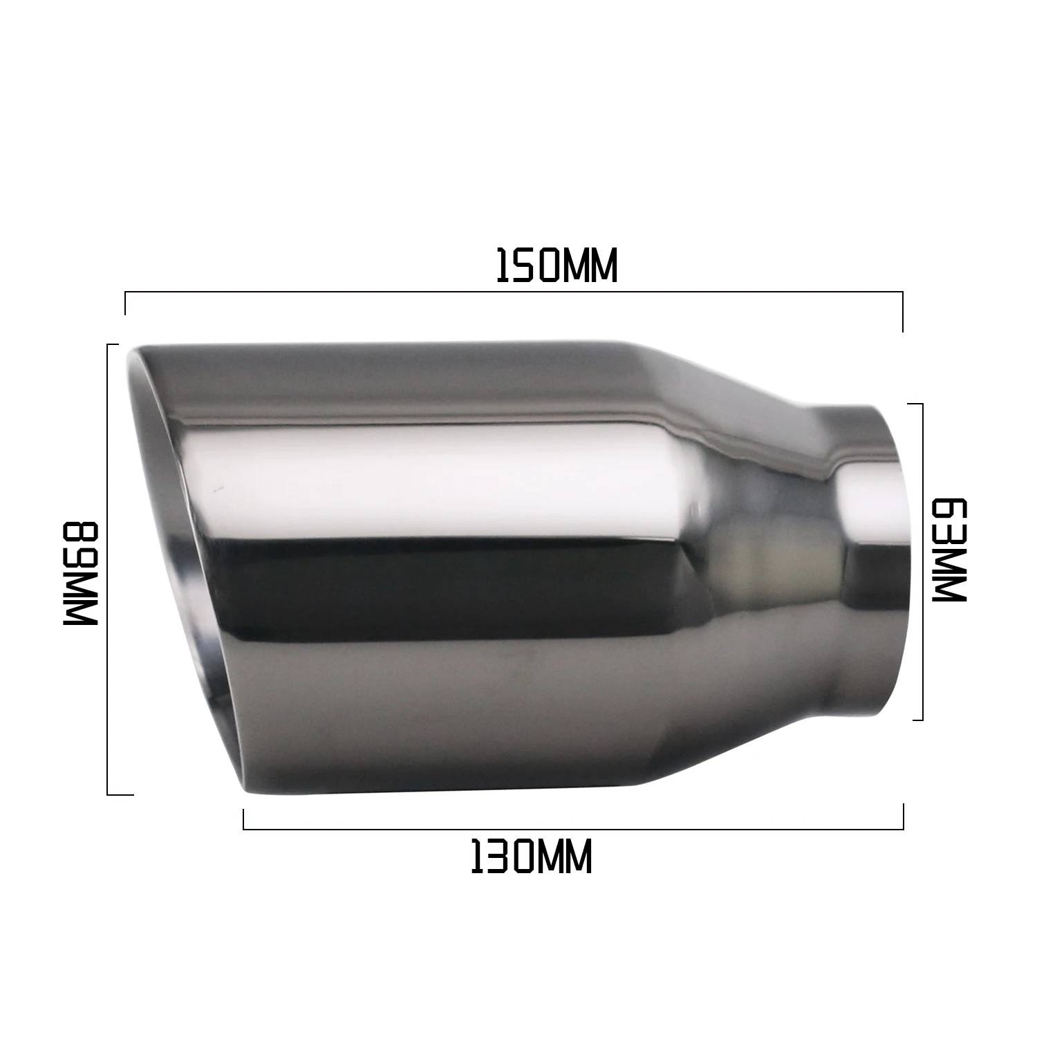 

Car Rear Muffler Tailpipe Universal Throat Nozzle 63mm to 89mm Stainless Steel Single Exhaust Tip Modify