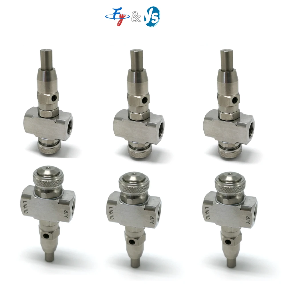 JCO SS304 1/4 Self Cleaning Air Atomizing Nozzle Adjustable Ultra Fine Mist  Spray Pattern Humidification Cooling Dust Removal