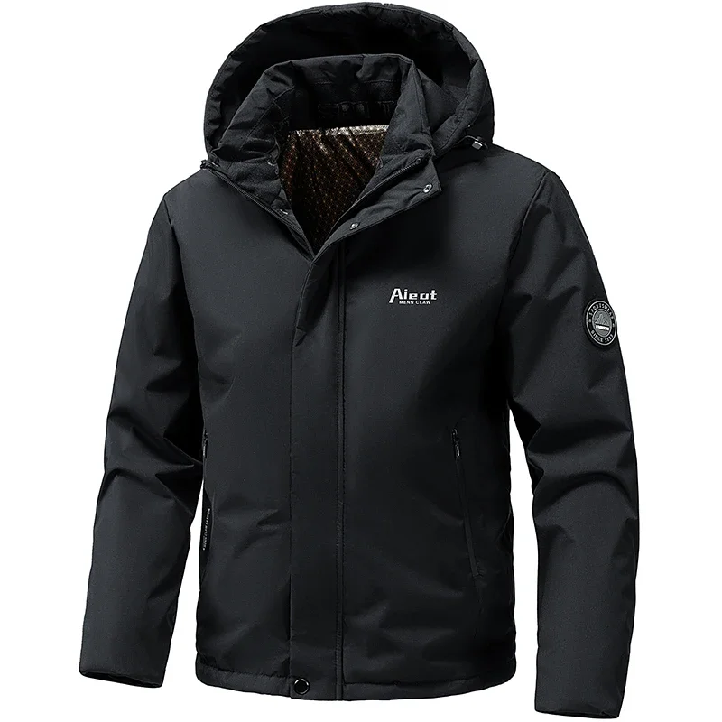 2026 Winter Down Padded Jacket Men Middle-aged Elderly Casual Fashion Down Jacket Dad Suit Plush Thick Graphene Warm Cotton Suit