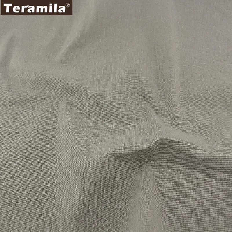 TERAMILA Cotton Linen Fabric for Sewing Tablecloth Pillow Home Decoration Table Runner,Classic White,Black Color, By The Meter