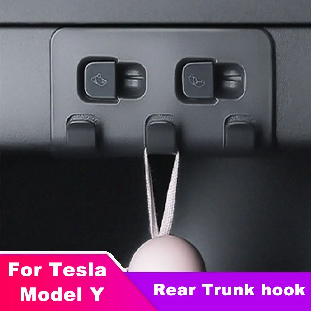 

For Tesla Model Y 5 Seater Load Bearing Rear Trunk Hook ABS Tote Trunk Grocery Bag Hooks Interior Accessories