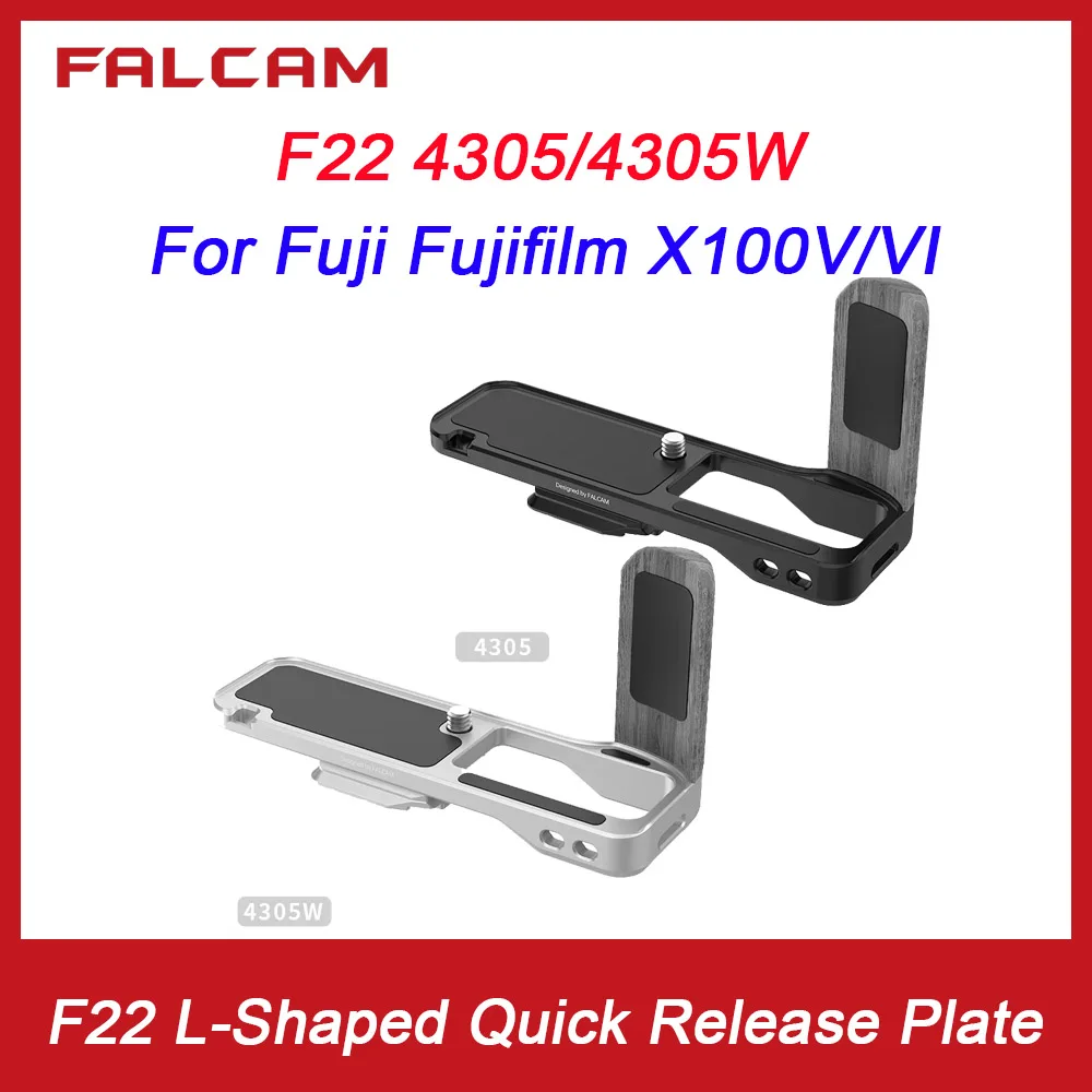 FALCAM F22 L-Shaped Quick Release Plate Bracket With Wood Hand Grip for Fuji Fujifilm X100V/VI Camera Arca Swiss Tripod Head