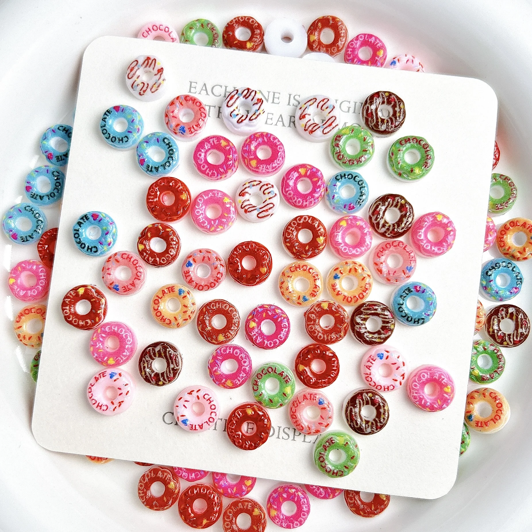 50PCS Multiple Colors Realistic Donut Nail Art Decorations 3D Creative Luminous Doughnuts Nail Charms for DIY Nails Supplies