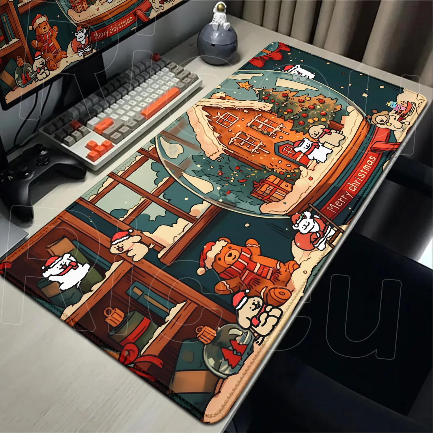 90x40cm Laptop Decoration Deskmat South Korea Cartoon Line Puppy Mouse Pad XXL Cute Maltese Antislip Office PC Keyboard Mousepad