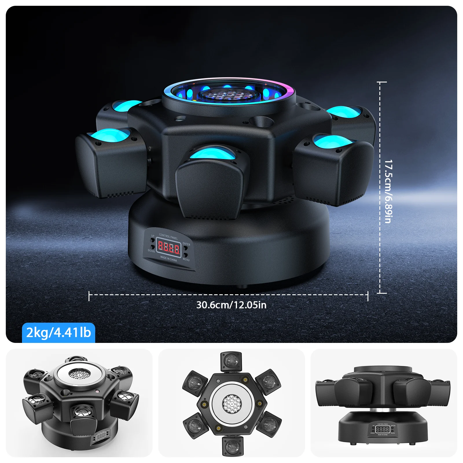 U'King 100W 6-Arm RGBW Beam Moving Head Light With Remote Control Rotating Strobe Stage Light DJ Light For Wedding Party Bar KTV