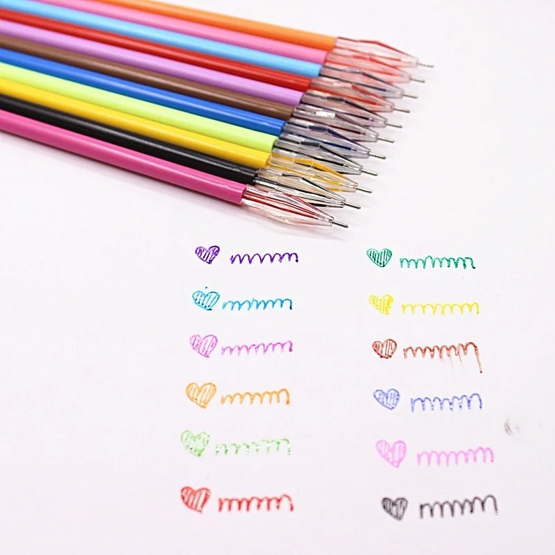 24Pcs Colorful Refils Diamond Head Refill Creative Candy 12 Color Gel Pen Refills 0.38mm Office Stationery School Supplies