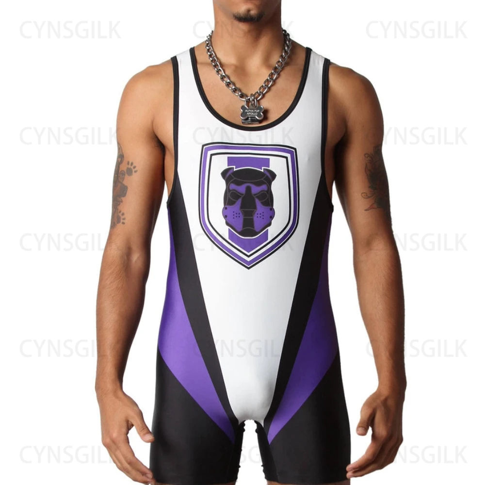 Wrestling Singlets Suit Men\'s One Piece PowerLifting Bodysuit Gym Sports Fitness Skinsuit Iron Sleeveless Weightlifting Clothes