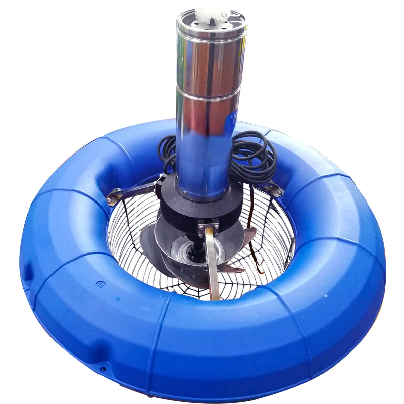 Surge aerator with cage for fish  farming  shrimp pond