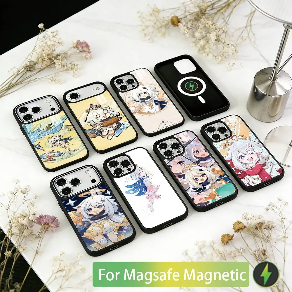 

G-Genshin Impact P-Paimon Phone Case For iPhone17,16,15,14,13,12,11 Plus,Pro Magnetic with Magsafe Wireless Charging