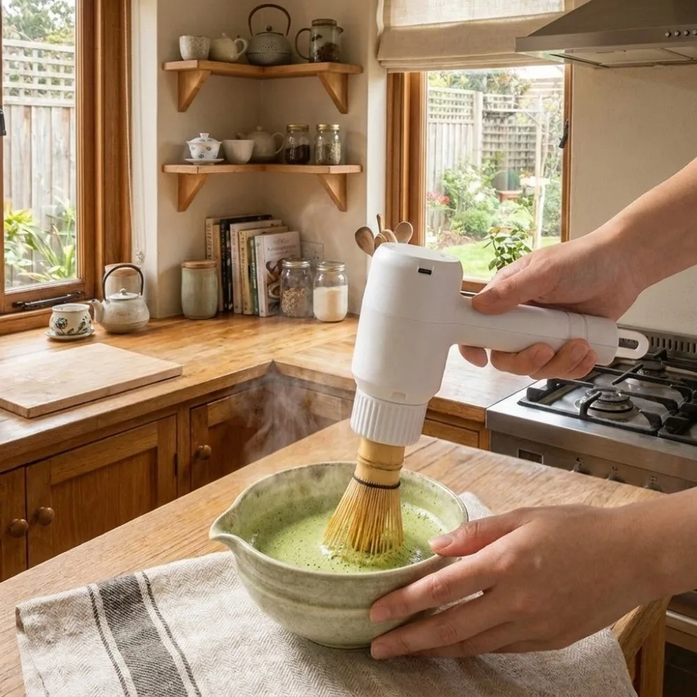Rechargeable Electric Matcha Whisk Handheld Quickly Whisking Matcha Blender One Button Start Low Noise Matcha Whisk Device
