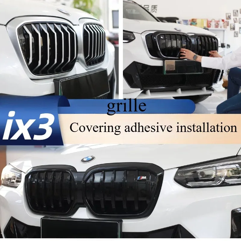 Suitable for 20-24 BMW ix3/IX3 grille modification and pasting Black Warrior Thunder grille exterior decoration