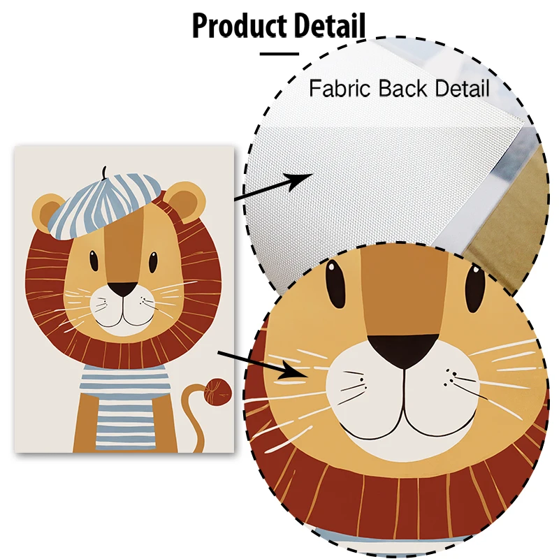 Funny Cartoon Animal Car Balloon Nursery Wall Art Canvas Painting Lion Bear Tiger Posters & Prints Pictures Baby Kids Room Decor - view 5