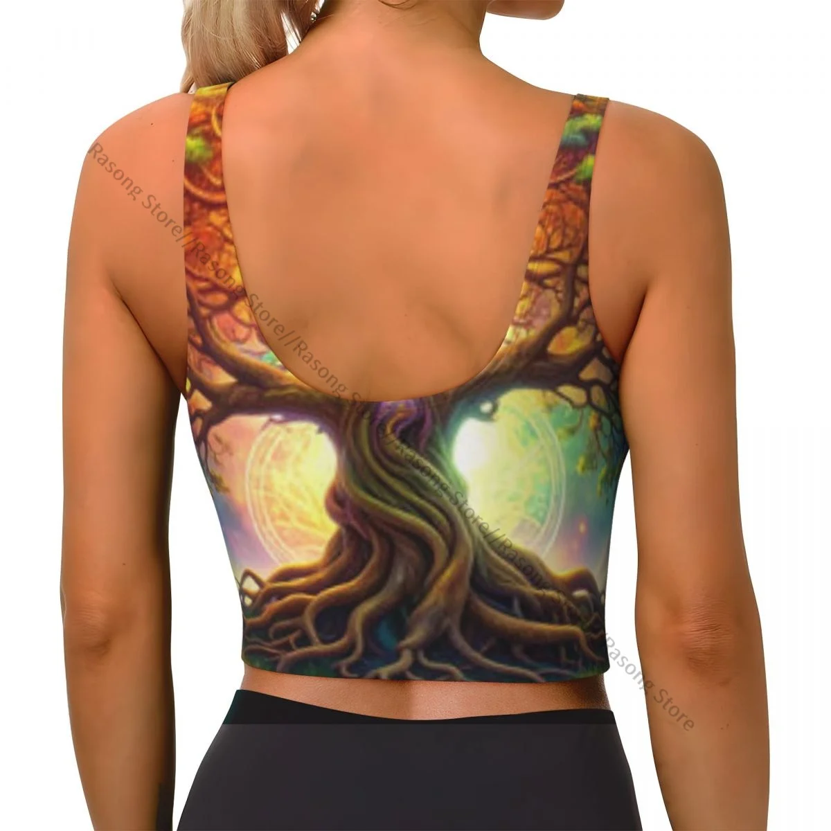 Yoga Vest Women Gym Sports Crop Tops Magic Fantasy Tree In The Forest Streetwear Workout Breathable Tank Top Female