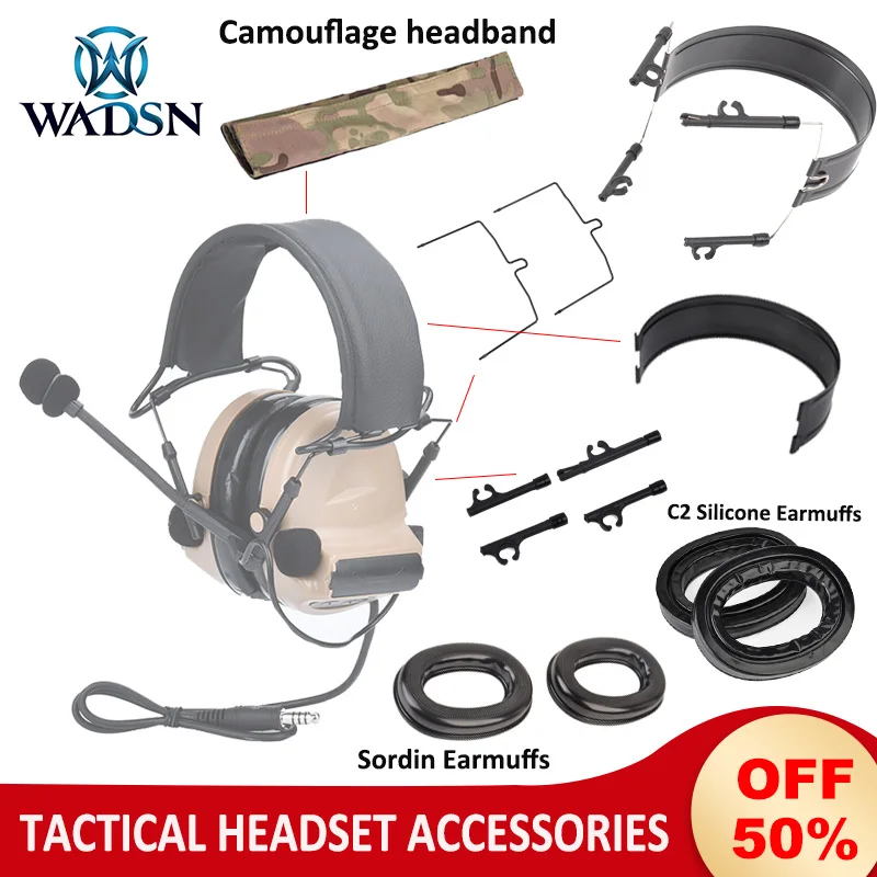 Wadsn Comtact II III Tactical Headset Accessories Sordin Silicone Earmuff C2 Earphone Hold Bracket Civilian Headsets Support Set