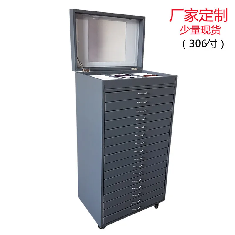 

Flip cover gray glasses display cabinet, optical sunglasses jewelry storage cabinet