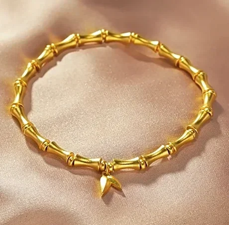 

24k pure gold bracelet for women 999 real gold bamboo bracelets elastic bracelet