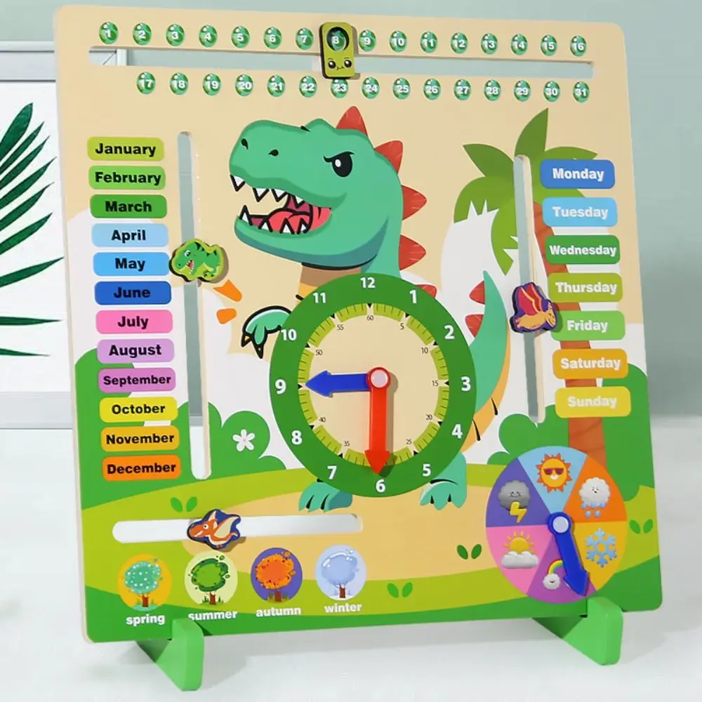 Season Weathers Daily Calendar Teaching Clock Early Education Puzzle 6 in 1 Teaching Clock Logical Thinking Portable