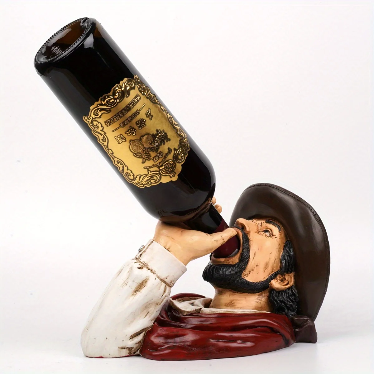 Vintage Pirate Resin Wine Holder - Creative Sculpture Display Stand for Bottles, Stylish Home Bar & Living Room Decor, Elegant T