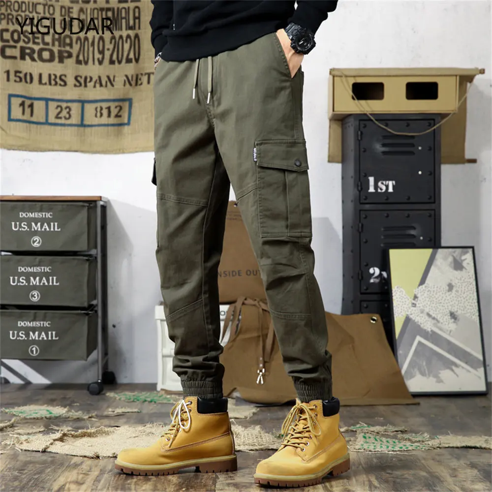 Pantalones de chándal bombachos para hombre, ropa de calle masculina, Cargo, estilo Hip Hop, informal, con bolsillos, de gran tamaño, a la moda, 2022