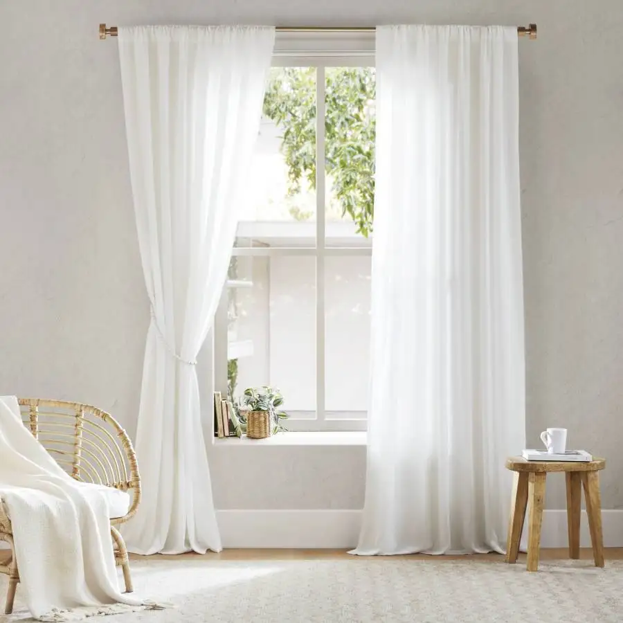 

2 PCS 52x95 Rod Pocket with Back Tab Privacy Curtain Pair for Living Room, Polyester, White, Enhanced Light Blocking and Wrinkl