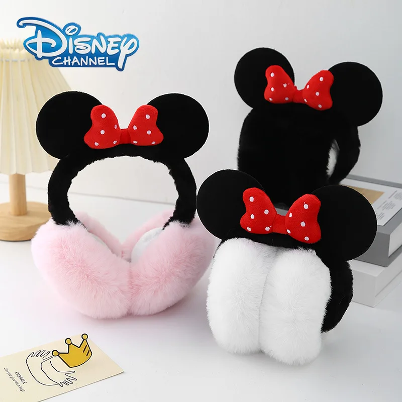 

Disney Minnie Mouse Plush Earmuffs Cartoon Kawaii Anime Fashion Bowknot Winter Warm Ears Protection Girl Women Christmas Gifts