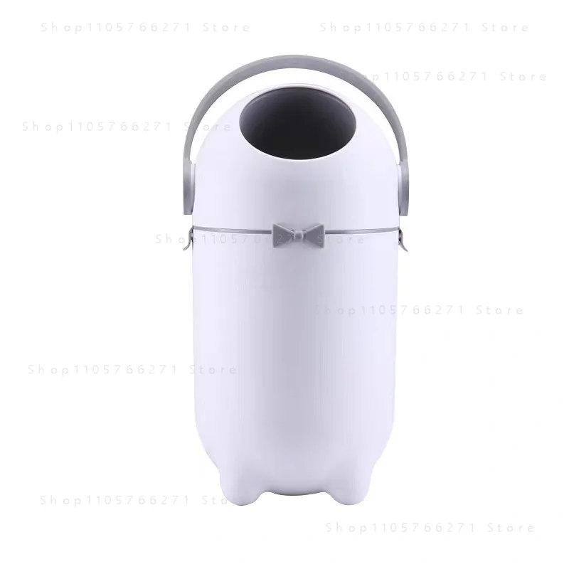 Diaper Disposal Bin, Large Capacity Odor Proof Nappy Trash Can with Quiet Closing, White Nursery