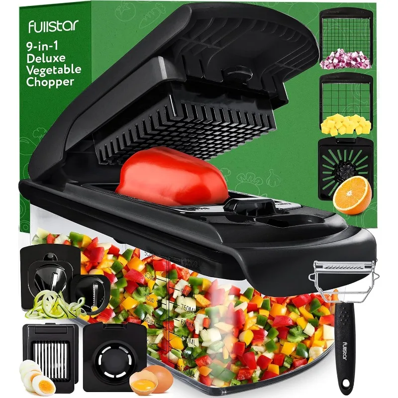 Fullstar-Picadora de verduras en espiral, picadora de cebolla con contenedor, picadora de alimentos profesional, cortador de dados