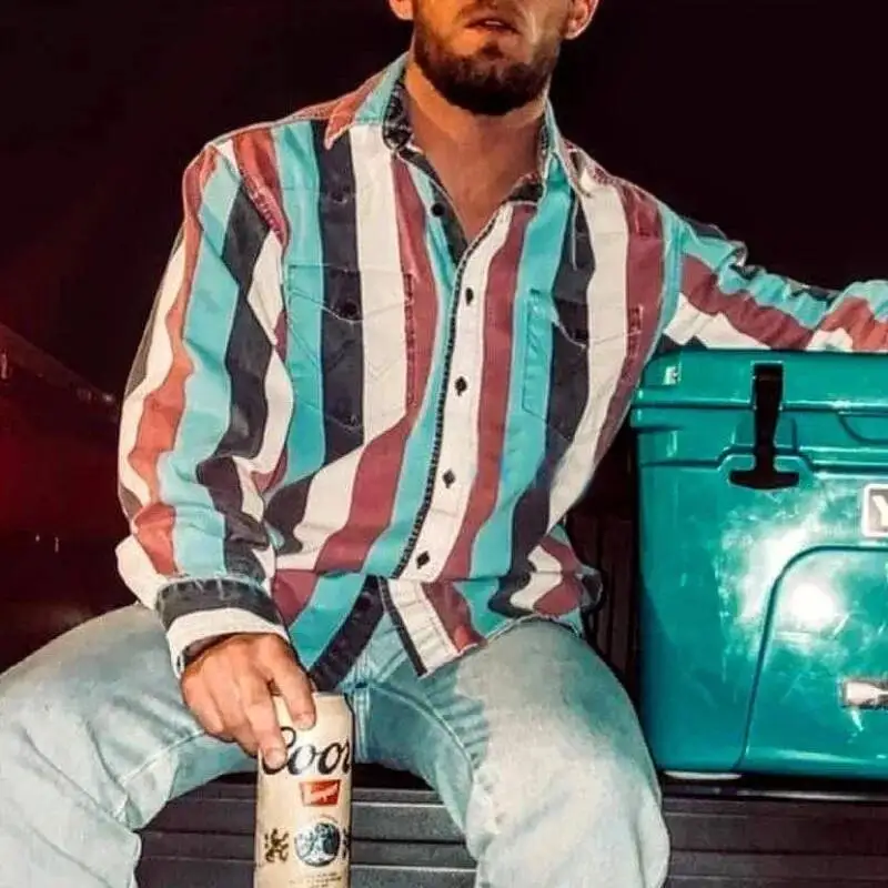 

2025 Men Casual Pocket Shirts Long Sleeve Basic Tops Vintage Stripe Blouse Lepal Collar Shirt Oversized Mens Clothing 4Xl