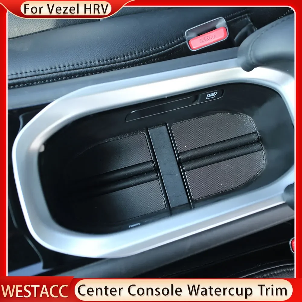 ABS Chrome Car Center Console Water Cup Cover Sticker for Honda Vezel HRV HR-V 2014 - 2020 Decoration Accessories