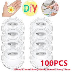 100PCS Acrylic Button Pins Badge Clear Custom Button Pins Kit Blank Button Pins Bulk Photo Buttons for DIY Craft Supplies