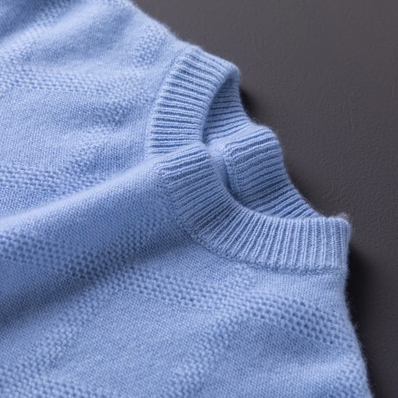 100% pure cashmere men's pullover, business casual pure color knitted sweater, loose thickened half-high neck Tops warm jumper