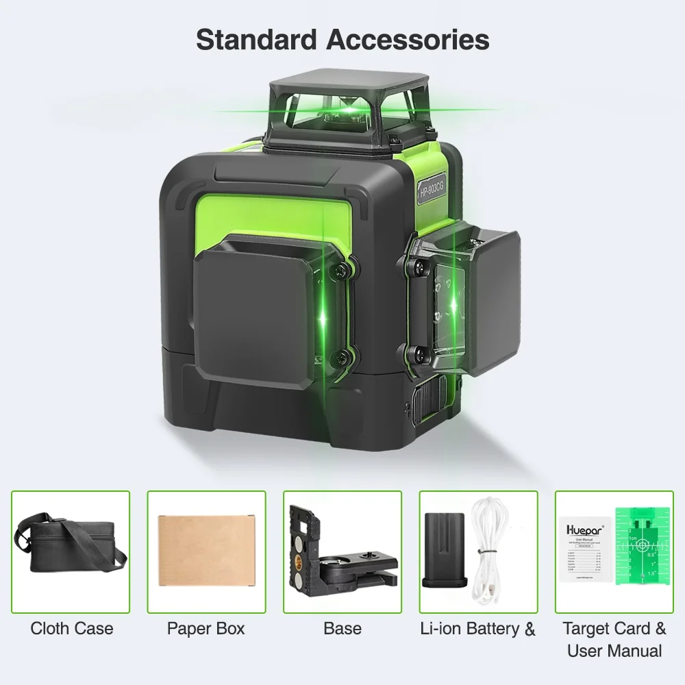 Huepar 903cg 360 Graus Eletrônico Automático Autonivelante 12 Linhas 3d Feixe Verde Nível Laser