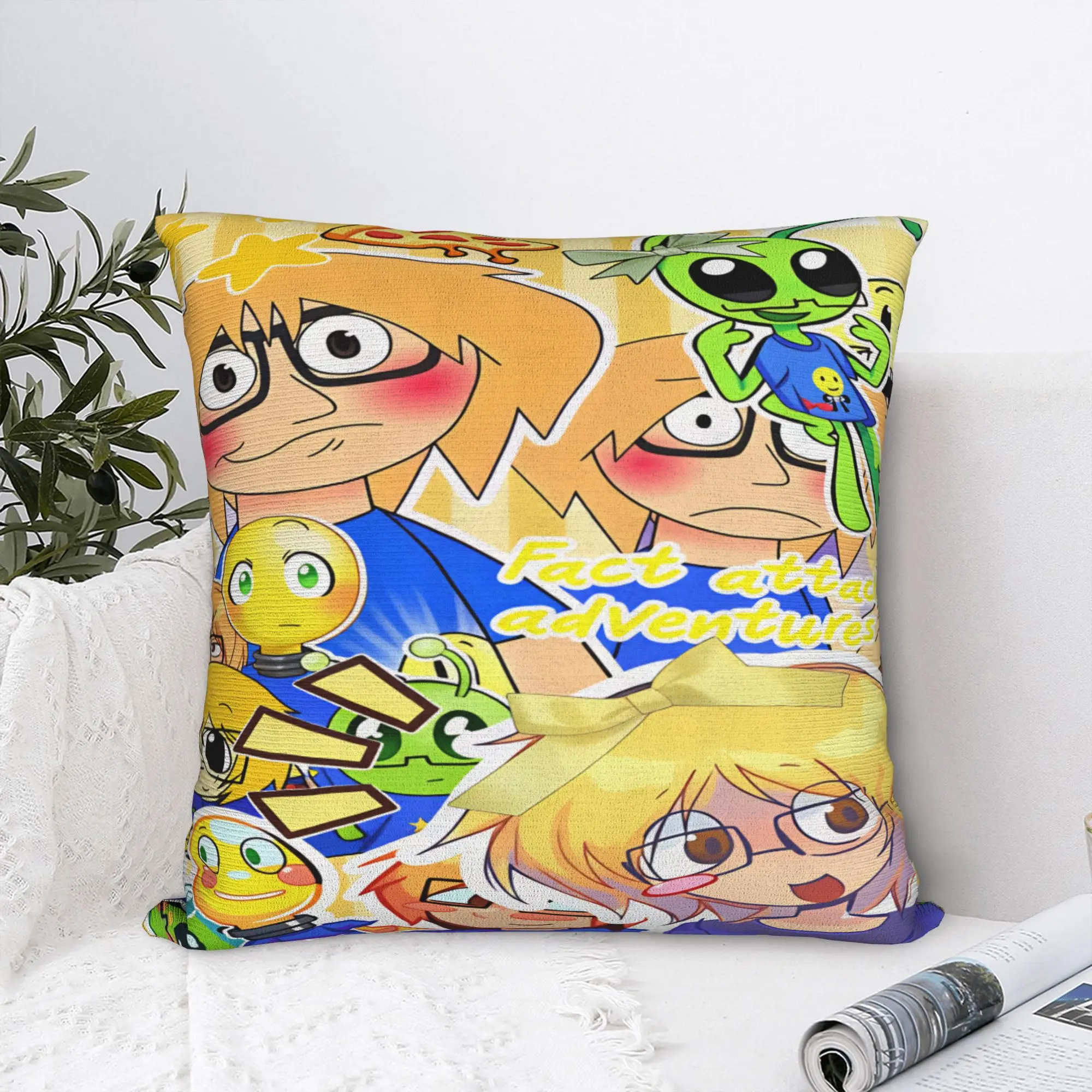 Fact Attack Adventures Pillow Cover  Kawaii Pillow Case For Sofa Home Decoration Comfy Cushion Cover Birthday Present
