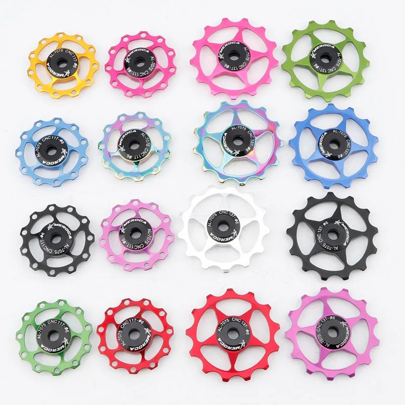 Metal Bearings MTB Road Bike Meroca Guide Pulleys 11T 13T Sealed Bearing 7/8/9/10 Speed Rear Derailleur Pulley Jockey Wheel