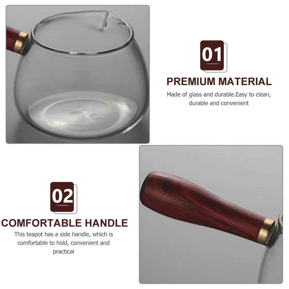 

Side Handle Glass Tea Pot Household Multi-Function Convenient Transparent Tea Maker for Home Office Gift Household Glass Teapot