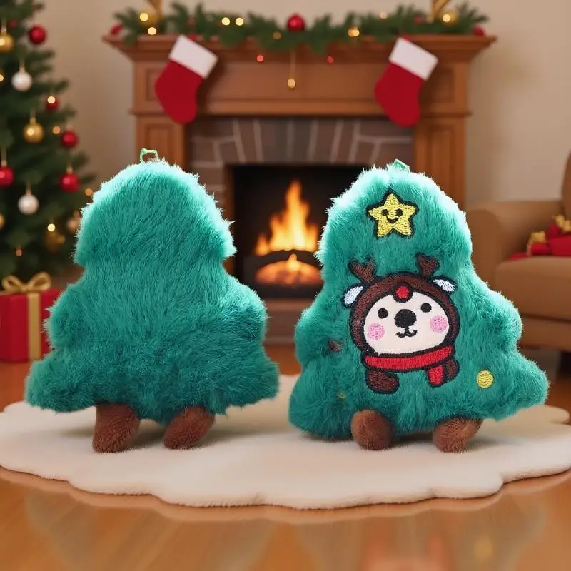 Bonito dos desenhos animados de pelúcia árvore de natal boneca pingente criativo mochila pendurado ornamento decorativo