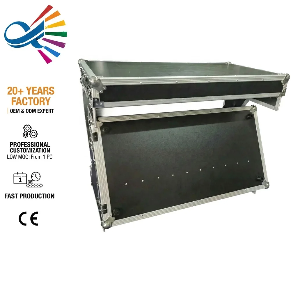 1.2m Durable Z-Table Folding DJ Table Mobile Workstation Flight Case with Handles and Wheels IP65 Waterproof Road Trunk Pro