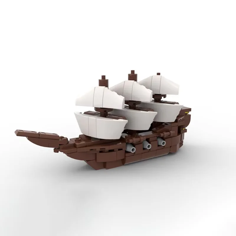 Miniaturowy model statku pirackiego MOC - mały zestaw klocków do składania z cząsteczek, 228 elementów - kreatywny prezent świąteczny - odpowiedni dla