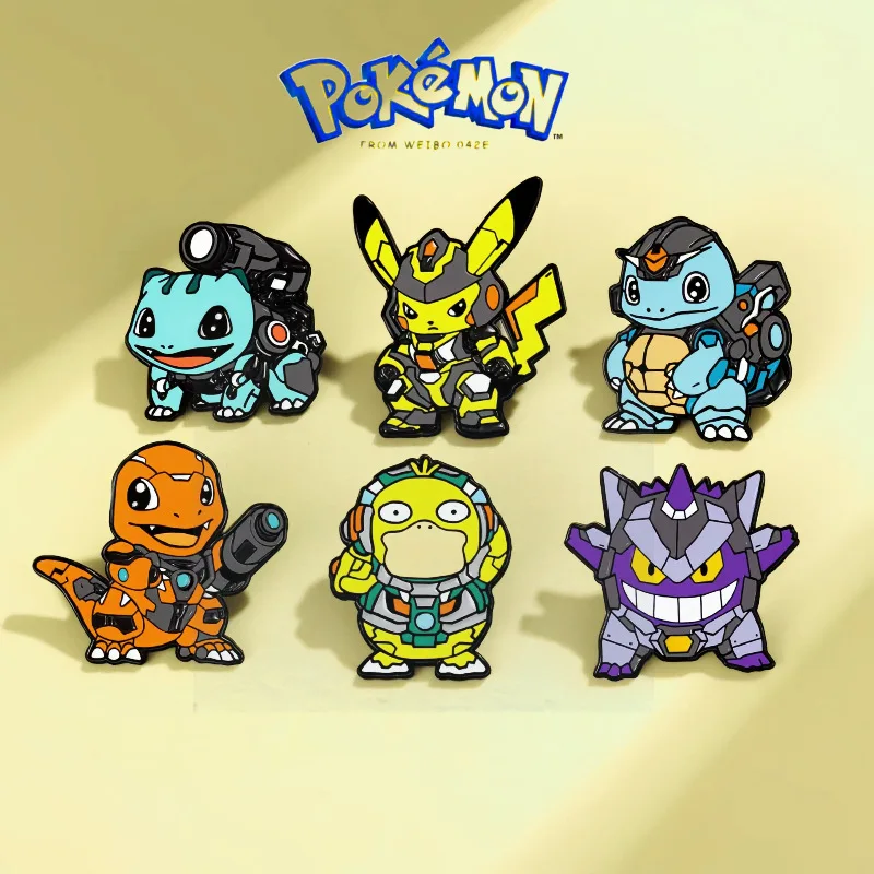 In Shock Anime Pokemon Enamel Pins - Pikachu Squirtle Gengar Funny Cosplay Brooches Cartoon Badges Lapel Pin Collection for Fans
