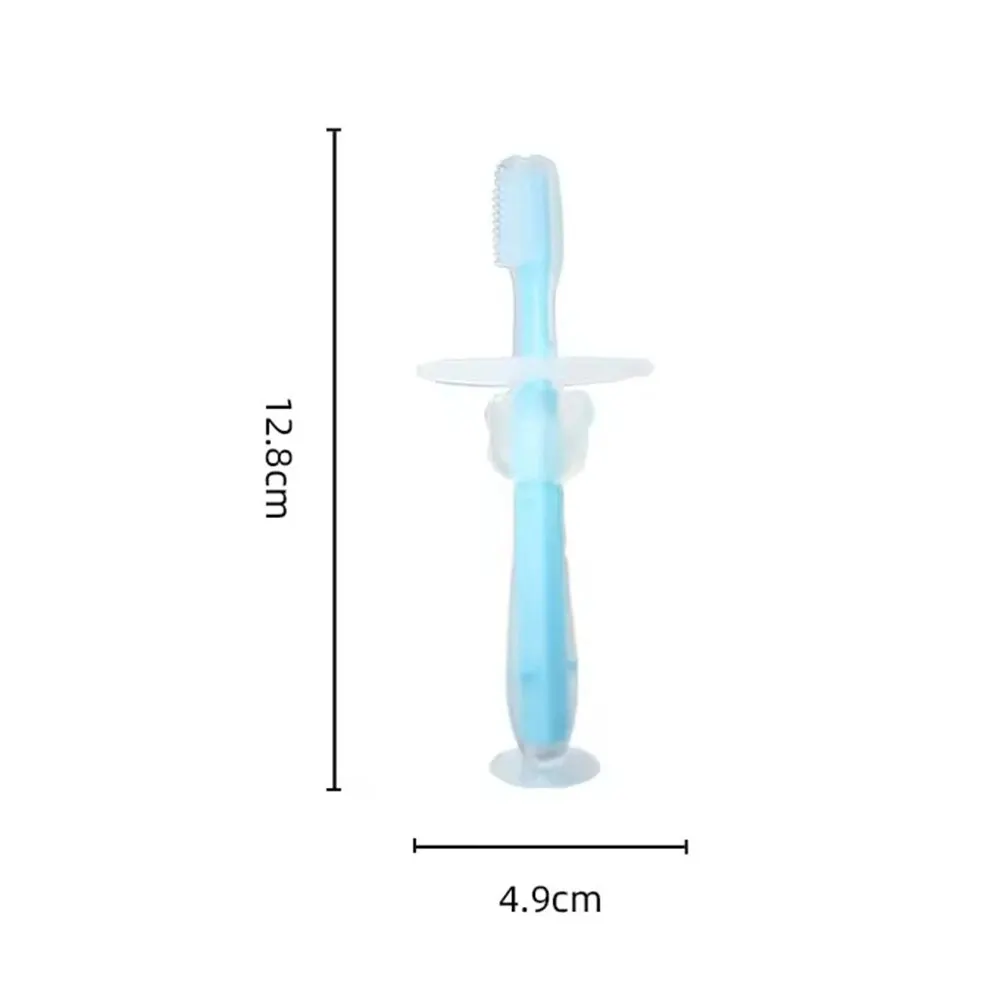 1PC 100% Food Grade Soft Handle Flexible Silicone Rubber Teether Infant Training Baby Toothbrush Factory Price