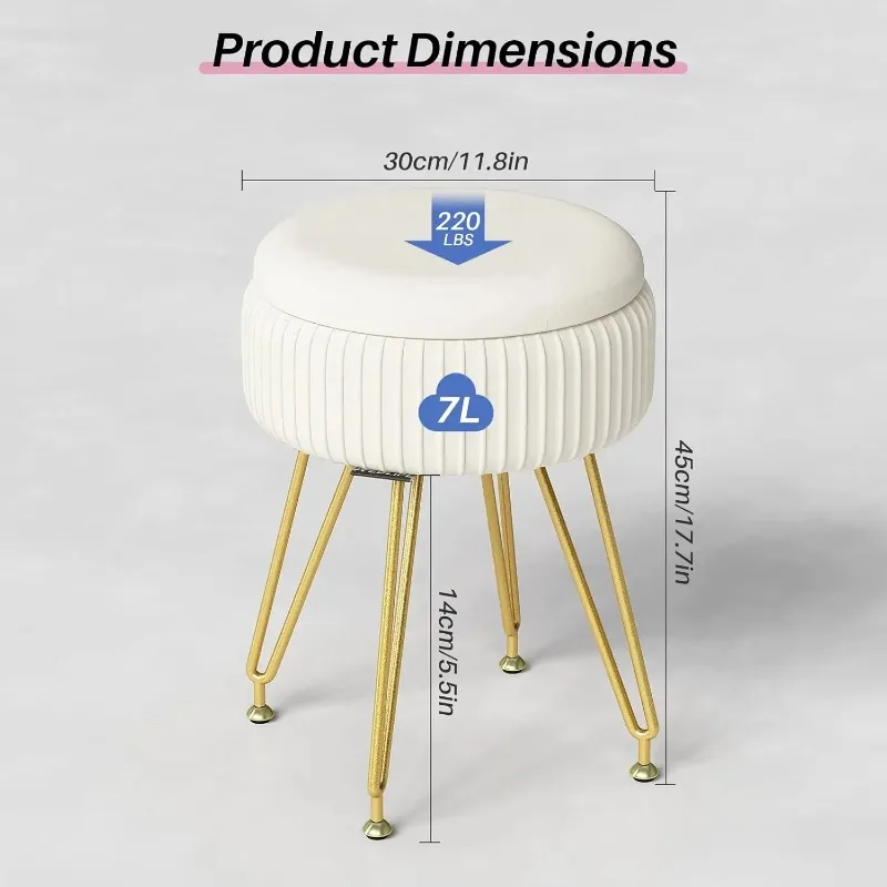 

Velvet Vanity Stool Vanity Stool with Storage, Round Vanity Stool Chair,