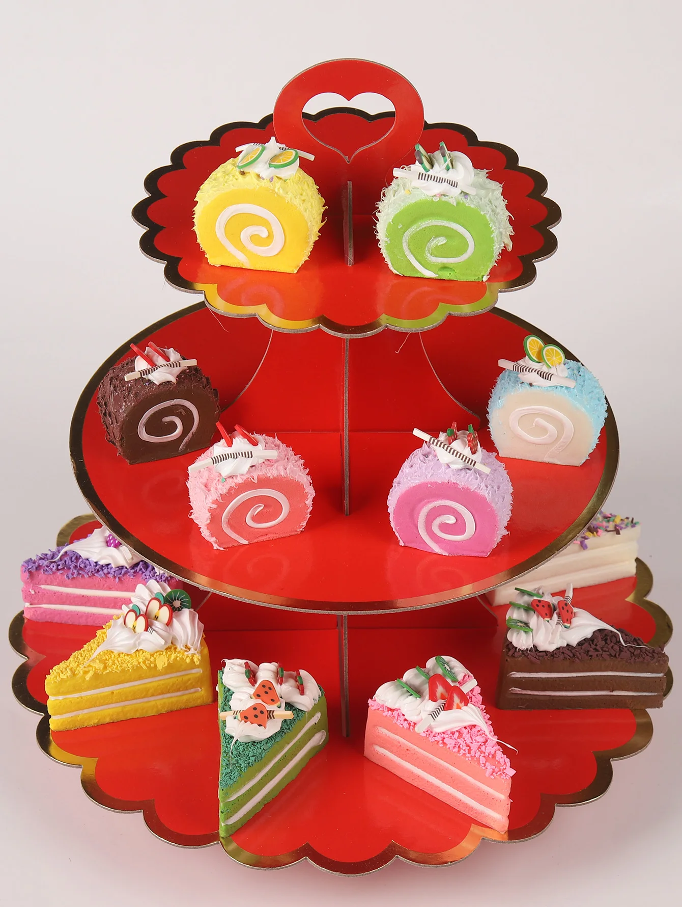 Three-layer paper hot cake stand Birthday party dress cake decoration wedding dessert stand