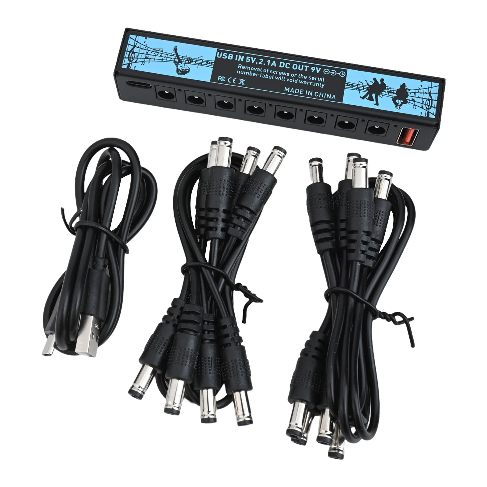 8 Outputs Power Supply Portable Pedalboard Power Supply Gig Bag Interference-Free Music Multiple Effect Pedals