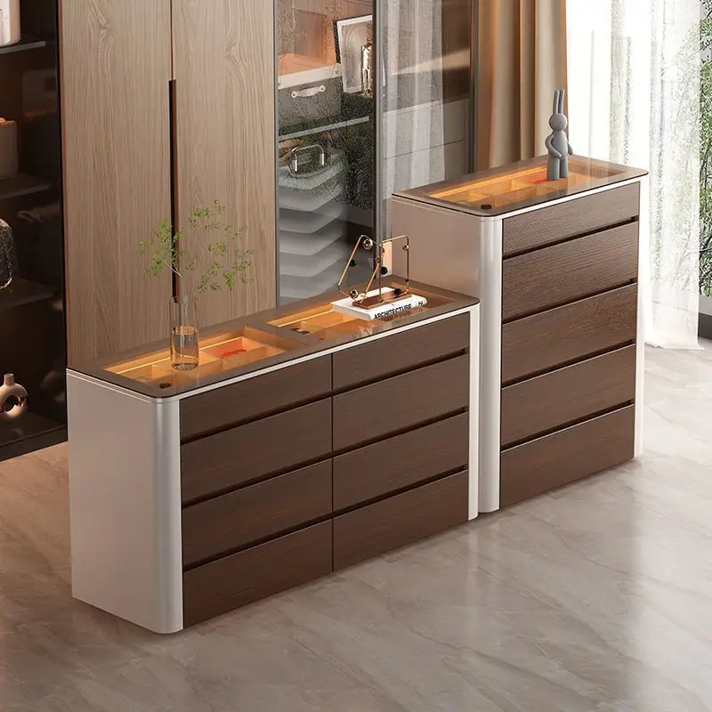 

All solid wood Italian home living room against the wall bucket cabinet master bedroom movable bedside storage cabinet jewelry