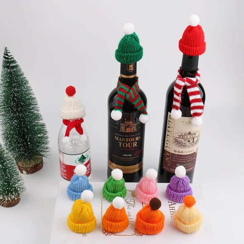 Christmas Knitted Woolen Hat Violent Bear Candy Can Small Knife and Fork Beverage Red Wine Small and Cute Not Occupying Space