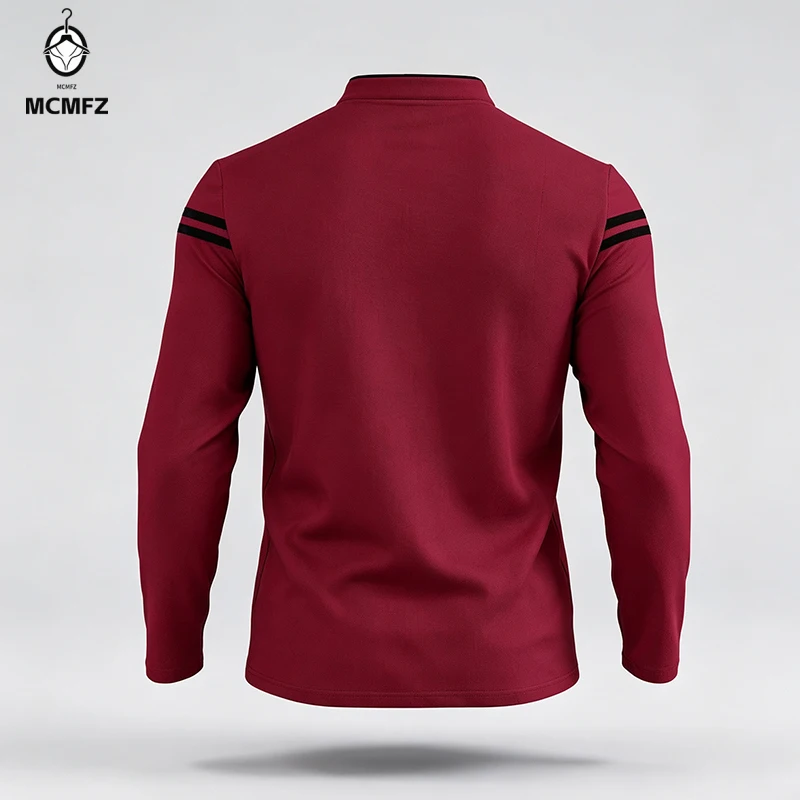Male Urban Long Sleeve Polo Shirt Stand Collar Striped Decal For City Commute And Daily Street Leisure Matching Look view 6