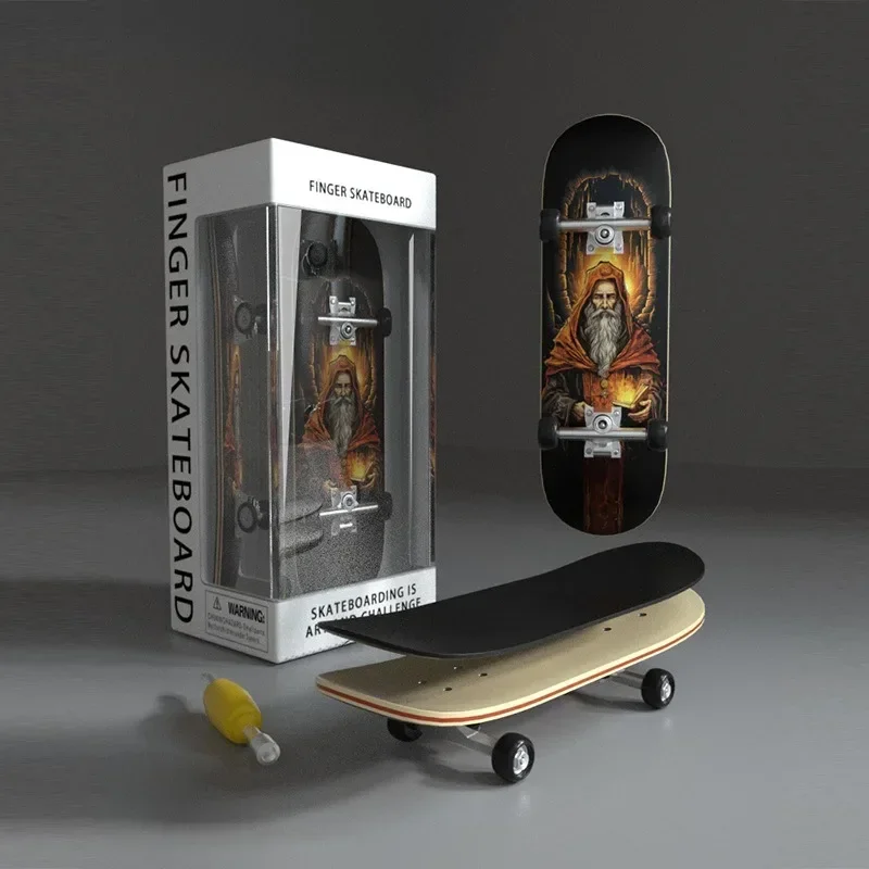 Skateboard con dita in legno, mini skateboard con pedali in acero e ruote con cuscinetti in lega, divertente giocattolo da collezione per gli appassionati di skateboard