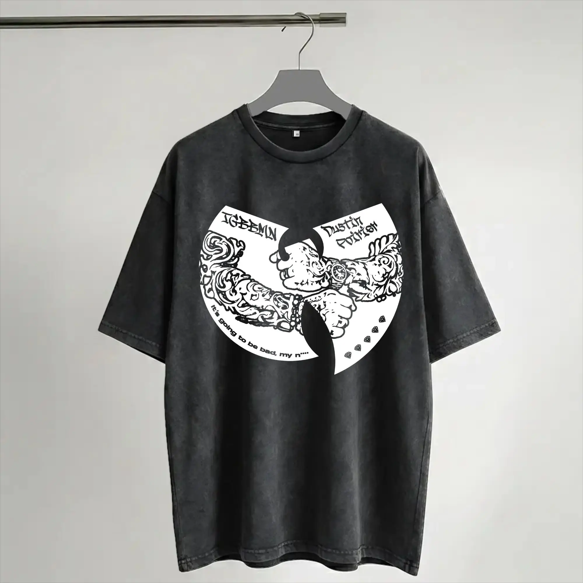 Funny Dustin The Diamond Poirier IGBBMN  Washed T Shirt Streetwear Hip Hop Casual T-Shirts Tees Tops for Men Women Short Sleeve