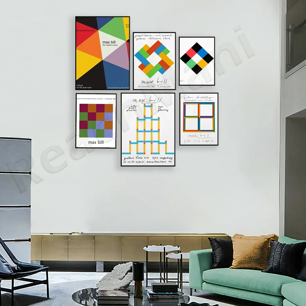 Exhibition Posters Max Bill Paintings Minimalist Abstract Modern Home Decor Prints Wall Art Canvas Modular Picture Gifts